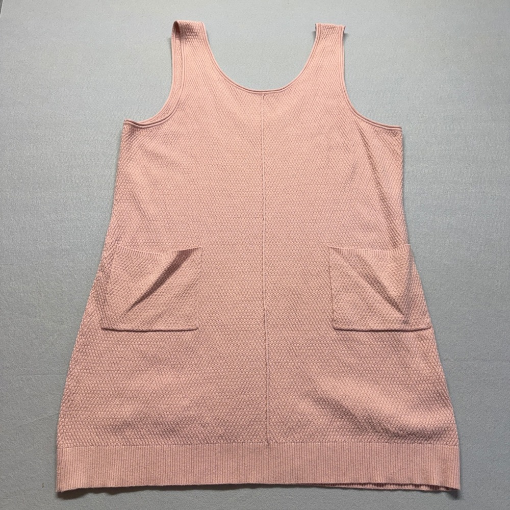 Wiholl Pink Textured Knit Sleeveless Sweater Dress with Pockets XL